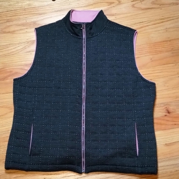 Blast lightweight vest cotton blend Sz L unique cross stitching - Picture 1 of 11